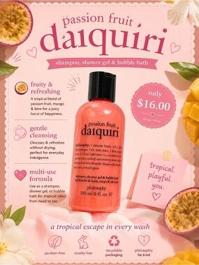 Philosophy Passion Fruit Daiquiri Coral Pink 3 and 1 Shower Gel